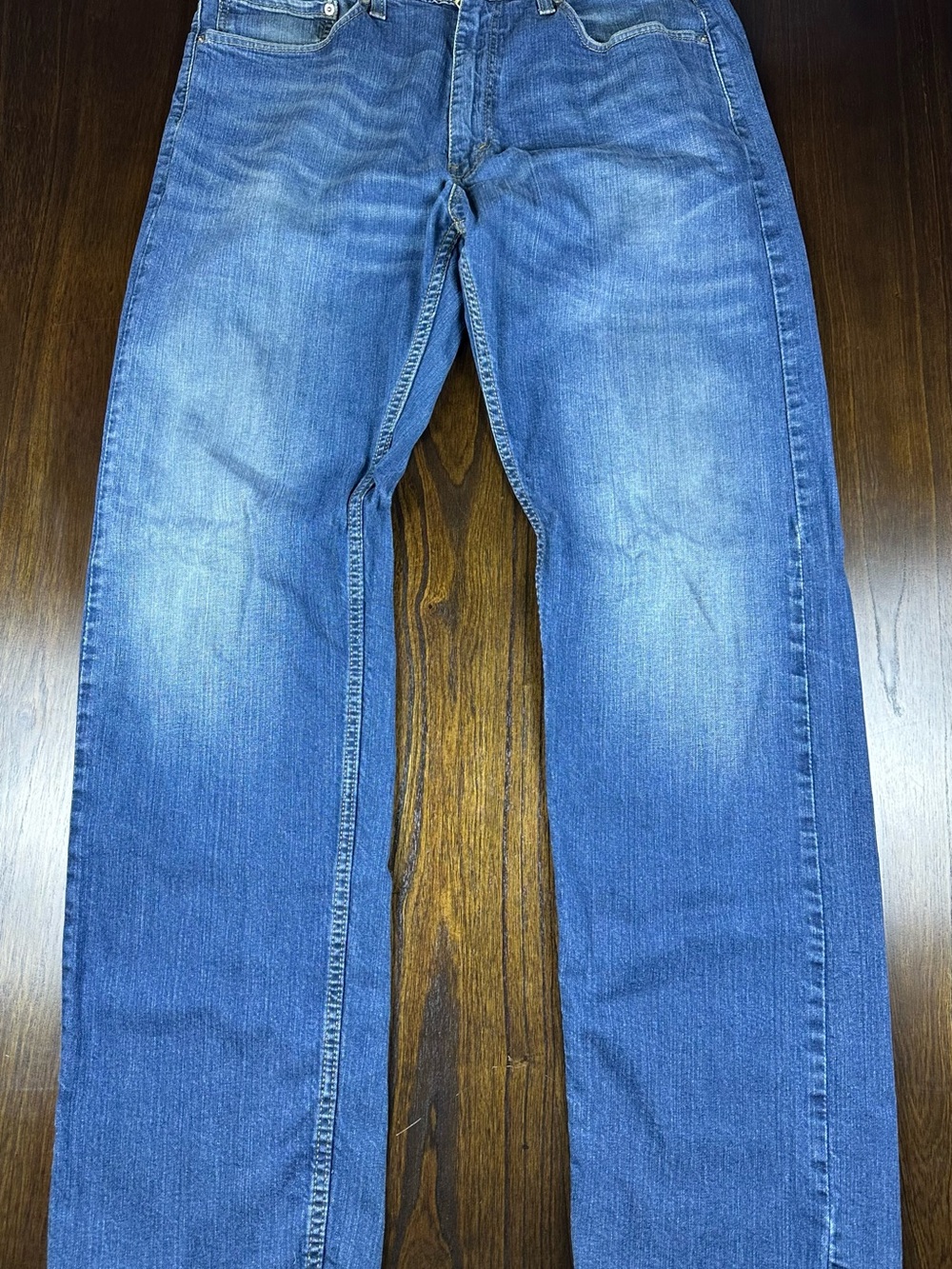 Levi's 505 Regular Fit Jeans Blue 36x34 Medium Wash Denim Blank Red Tab